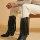 NoirSpill – Cascading Fringe Boots
