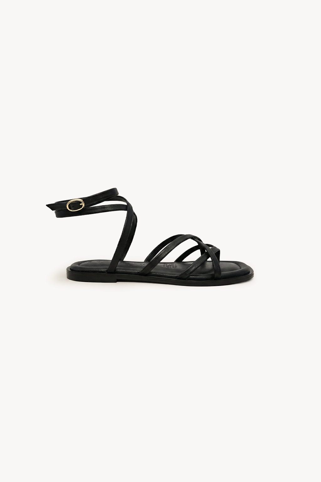 Noirve – Architectural Strap Sandals, Black — 03 side profile