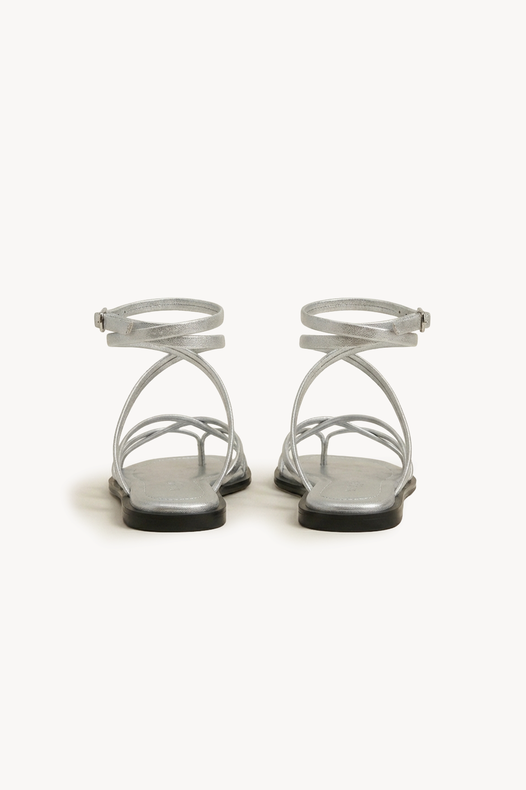 Noirve – Architectural Strap Sandals, Silver — 05 back