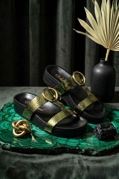 Verdea Noir-Structured Comfort Sandals