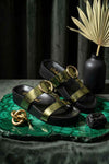 Verdea Noir-Structured Comfort Sandals