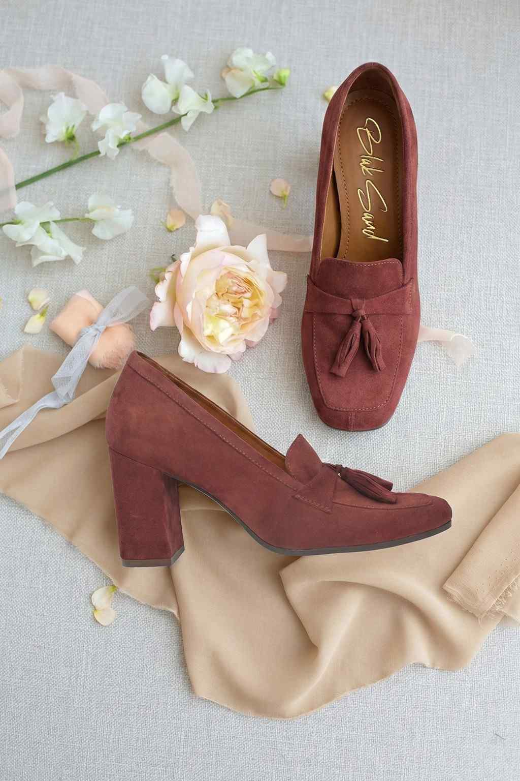 Welaris – Loafer Heel Pumps, Burgundy — 08 styled
