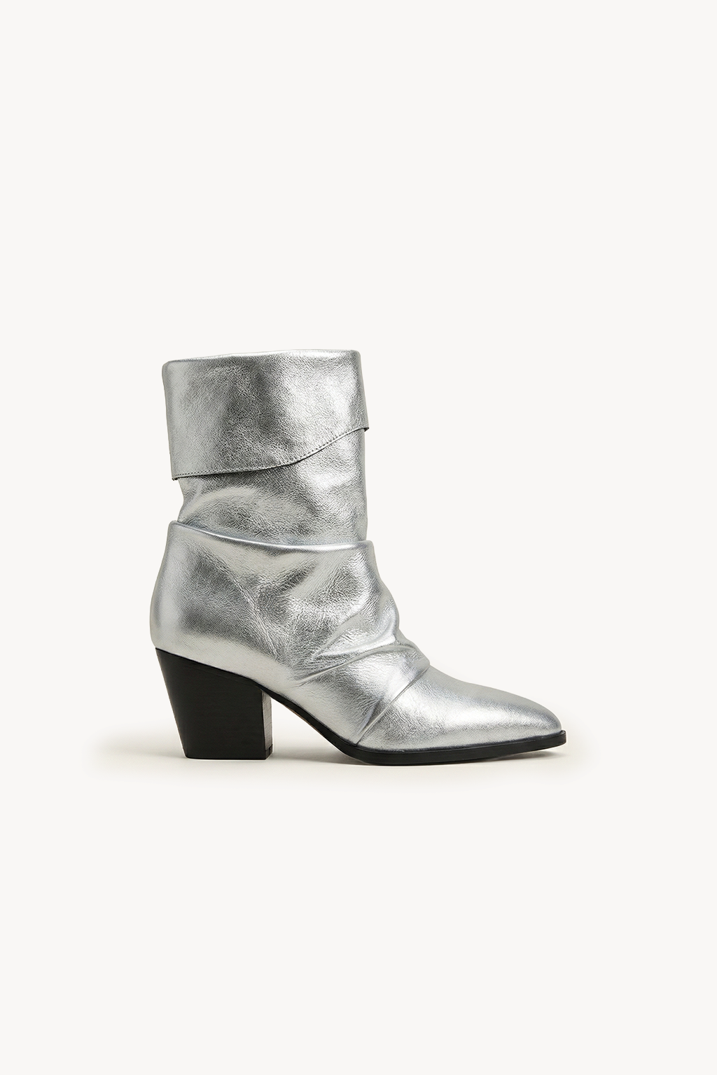 Cloene – Fold Over Collar Boots, Silver — 03 side profile