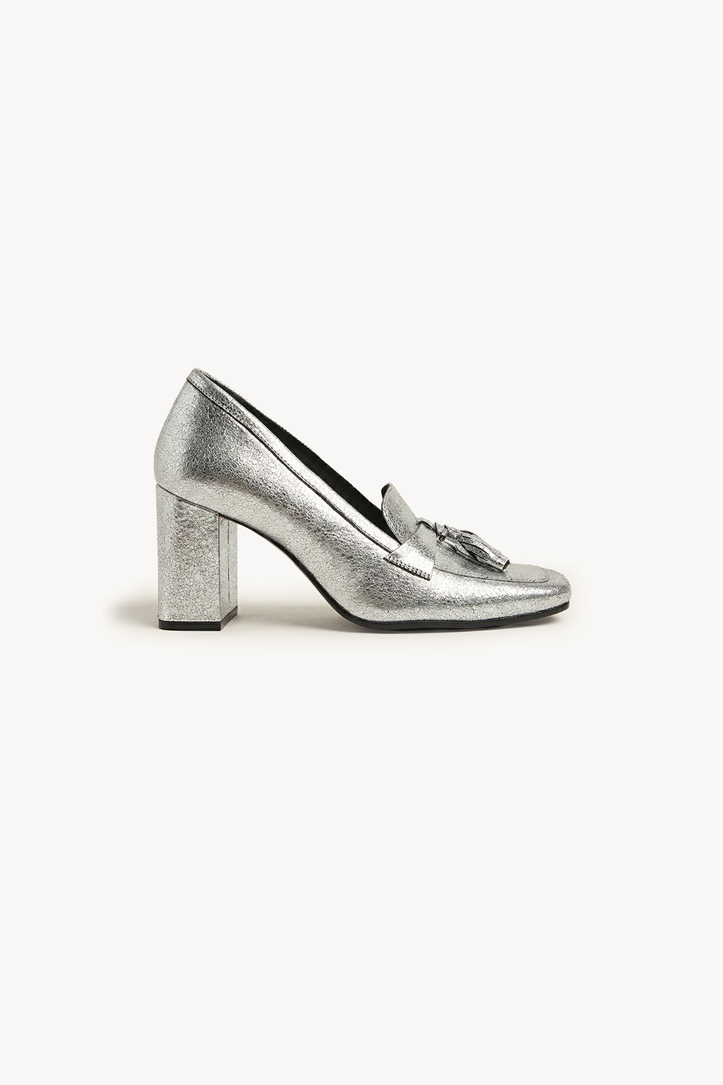 Welaris – Loafer Heel Pumps, Silver — 01 side profile