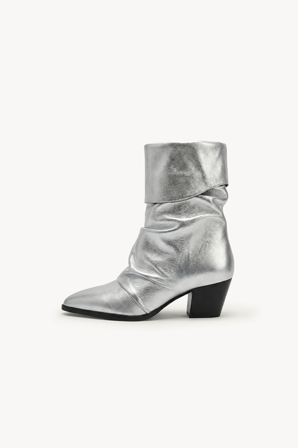 Cloene – Fold Over Collar Boots, Silver — 04 side profile 2