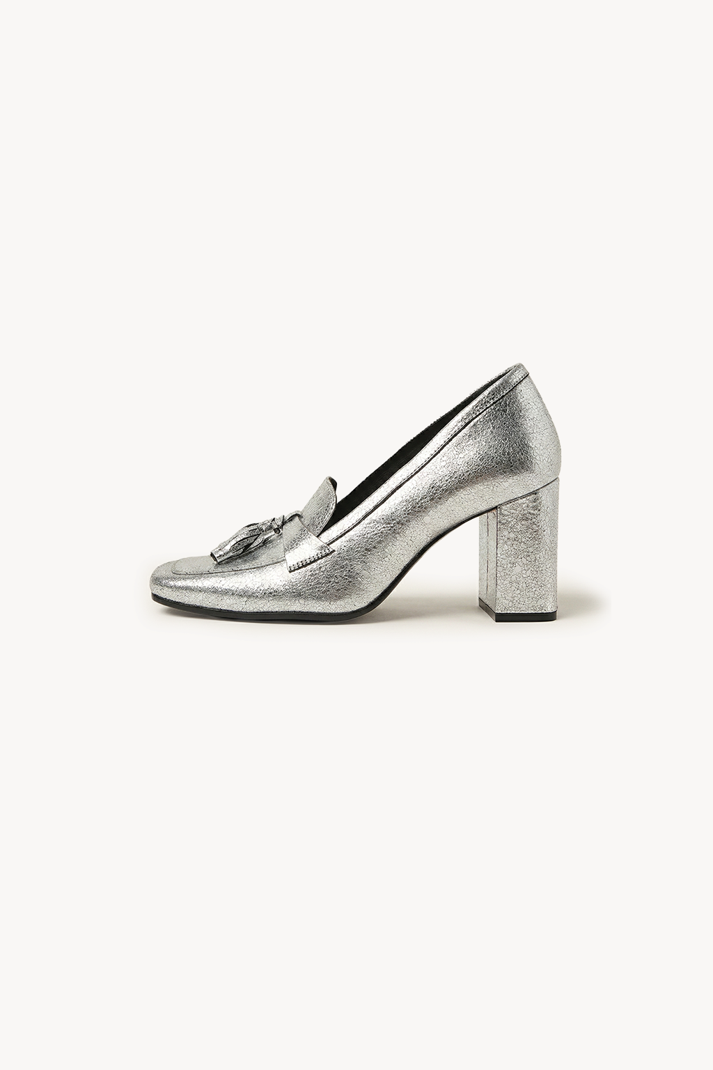 Welaris – Loafer Heel Pumps, Silver — 02 side profile 2