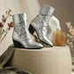 Fold over collar boots for women with premium stitching