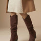 Trendy womens slouch boots with soft leather