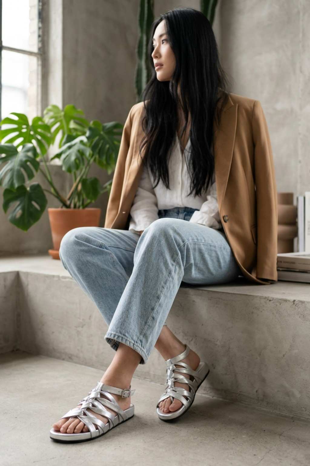 Ephyra Sandal, Silver — 07 on model