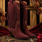NoirSpill – Cascading Fringe Boots