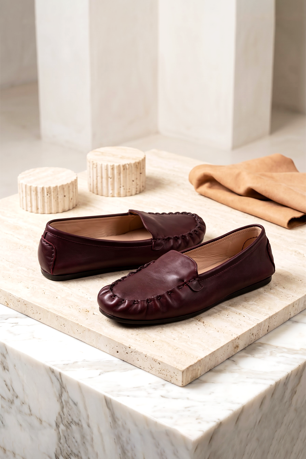 Serafina Ruched Loafer, Oxblood — main