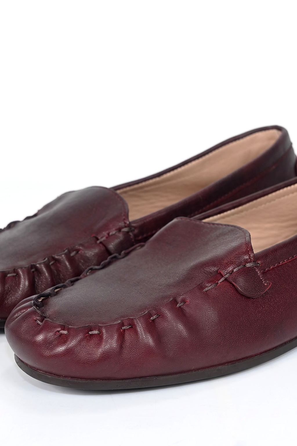 Serafina Ruched Loafer, Oxblood — close-up