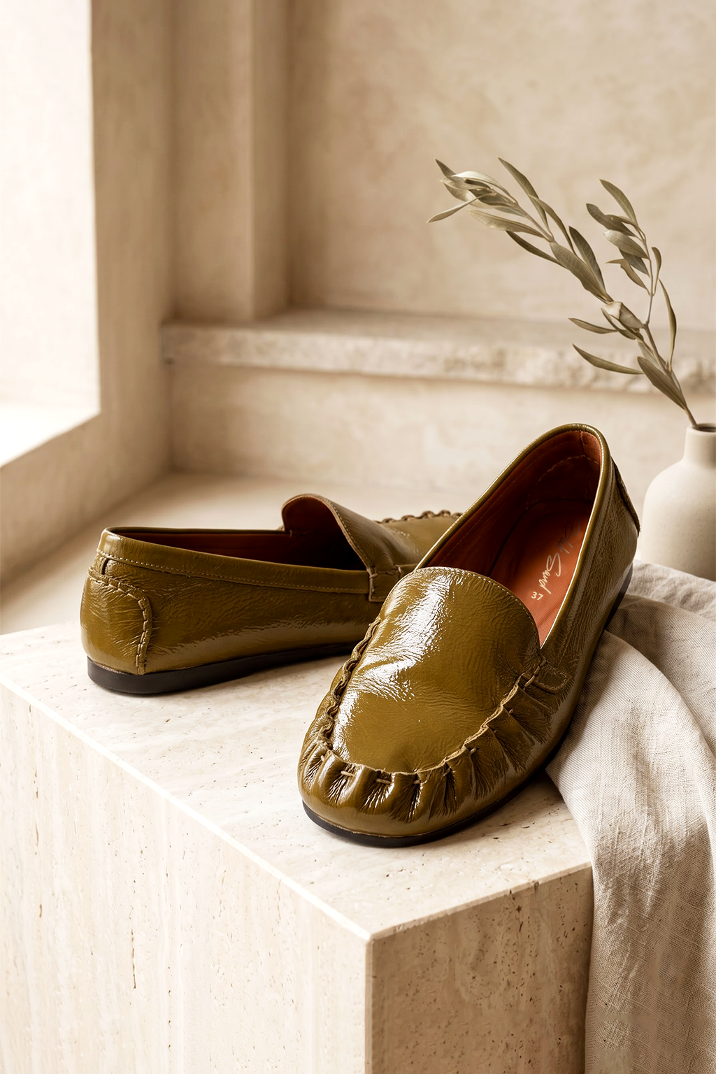 Serafina Ruched Loafer, Green — main