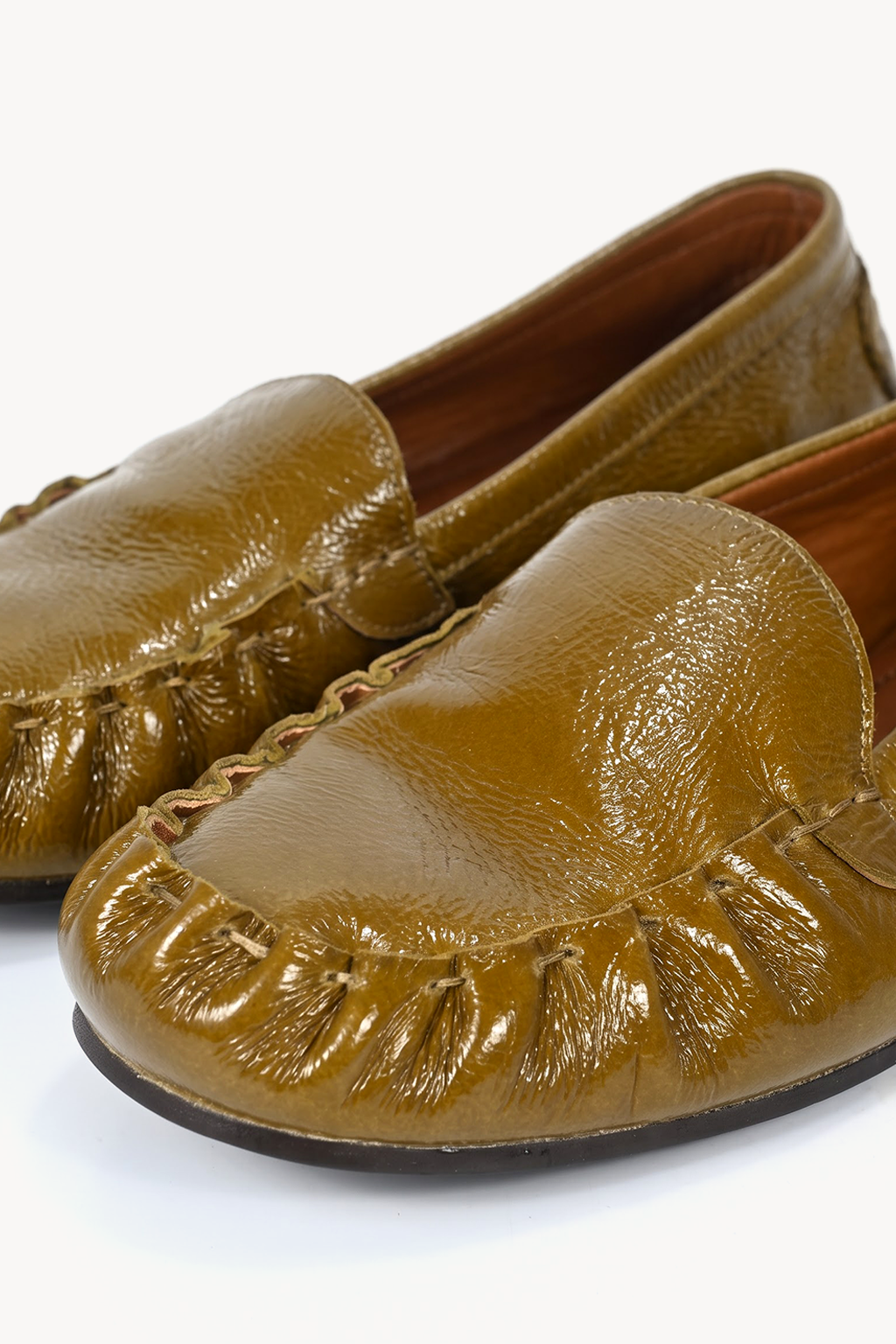 Serafina Ruched Loafer, Green — close-up
