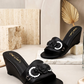 Carlota Crystal Wedge – Black