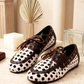 Maelia Woven Moccasin – White & Brown