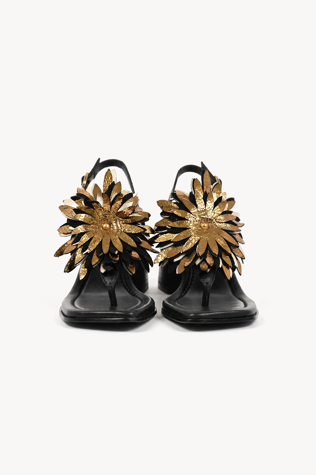 Girasol Petal Sandal, Black — front