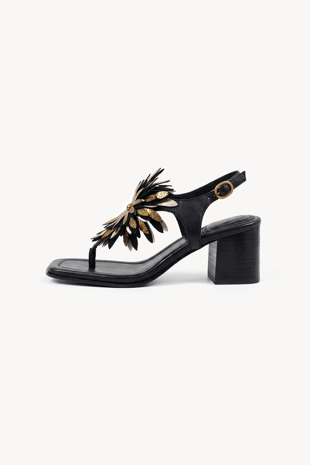 Girasol Petal Sandal, Black — right