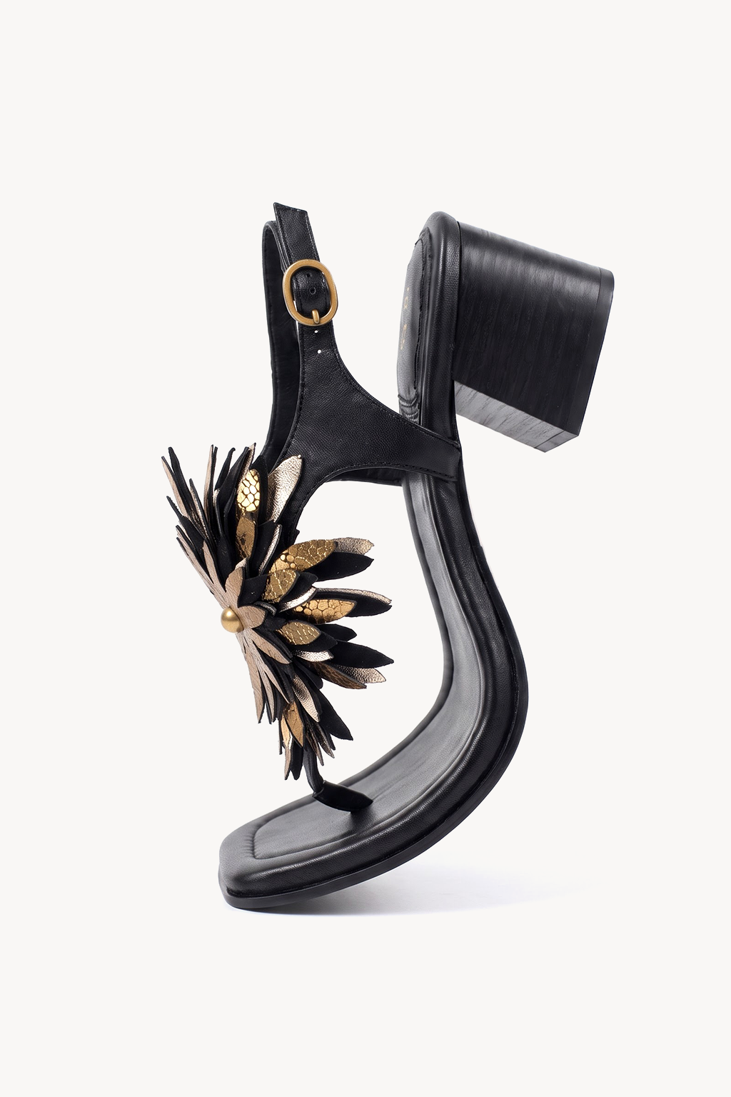 Girasol Petal Sandal, Black — bend