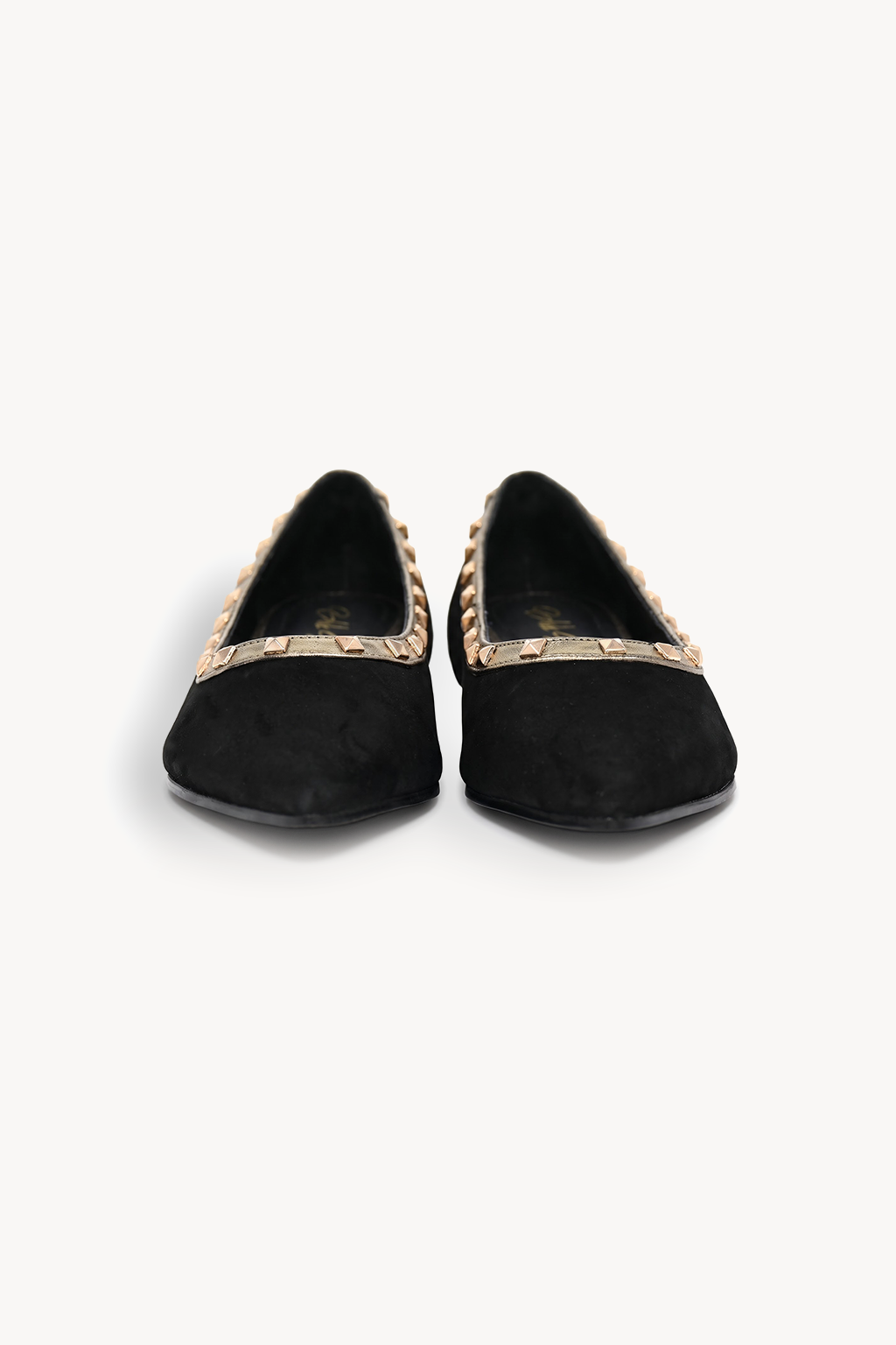 Tachuela Studded Ballerina, Black & Antique Gold — front