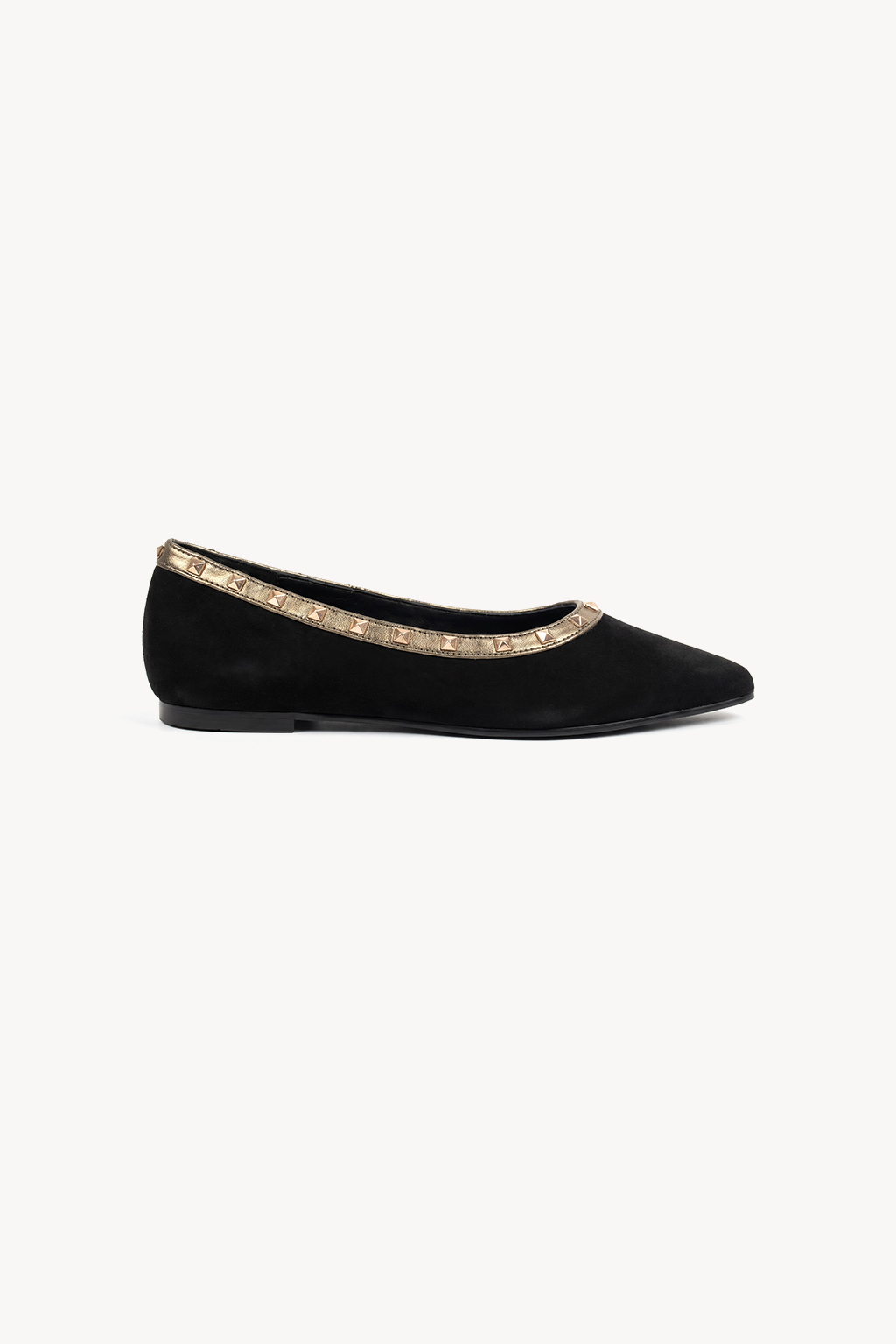Tachuela Studded Ballerina, Black & Antique Gold — right