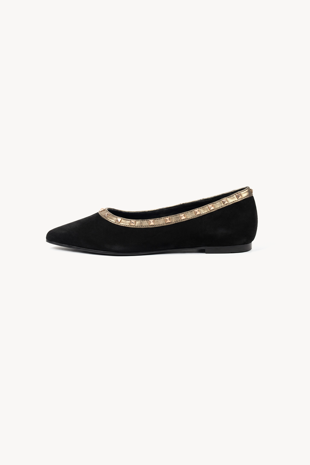 Tachuela Studded Ballerina, Black & Antique Gold — left