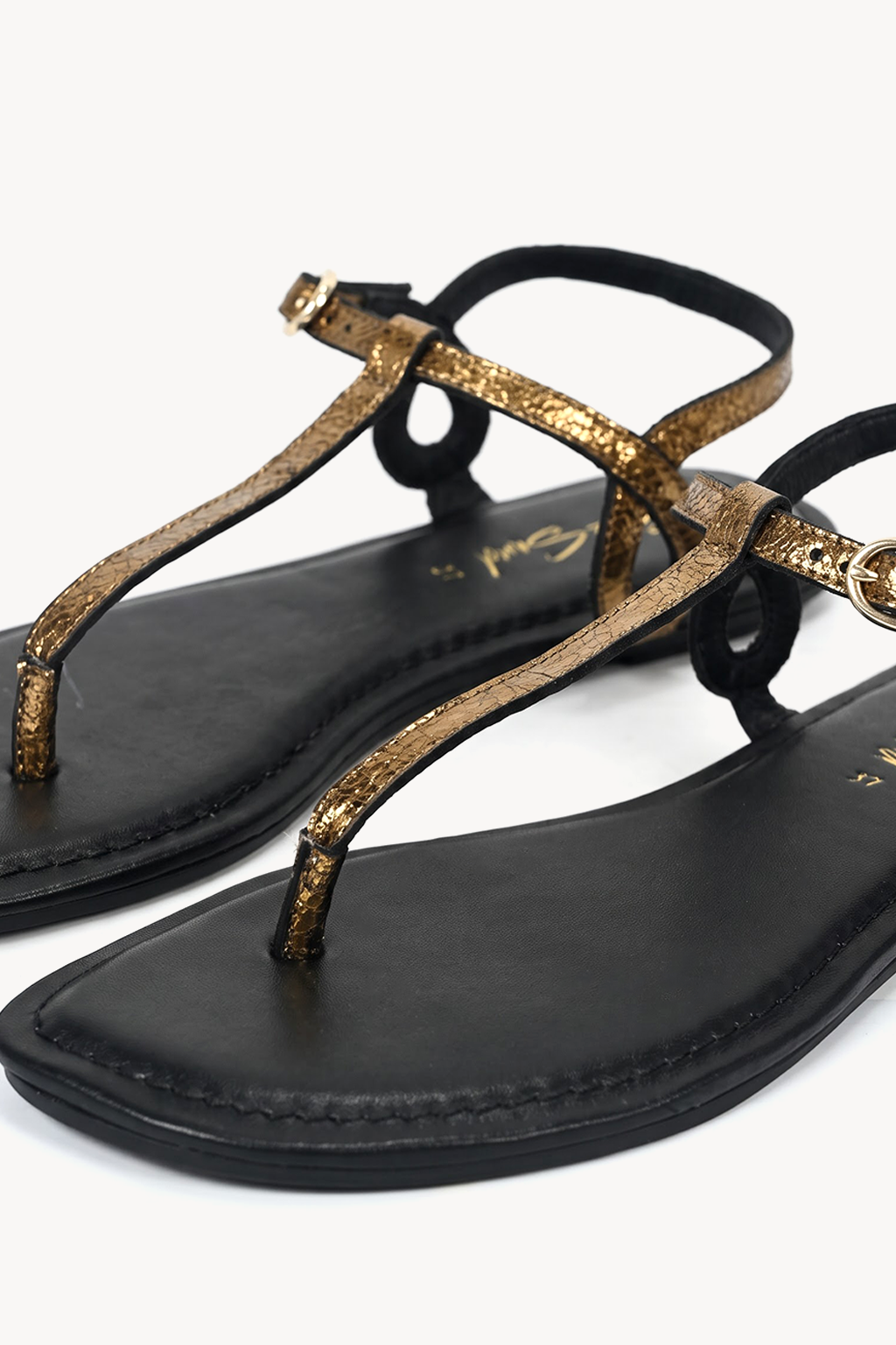 Candor Thong Sandal, Antique Gold — close-up