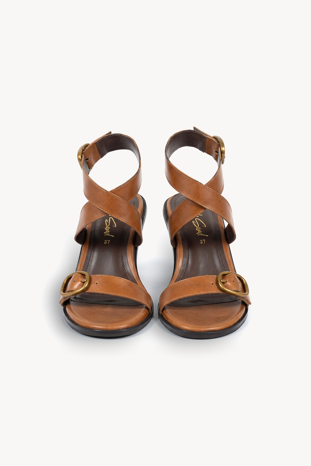 Thora Wedge Sandal, Tan — front
