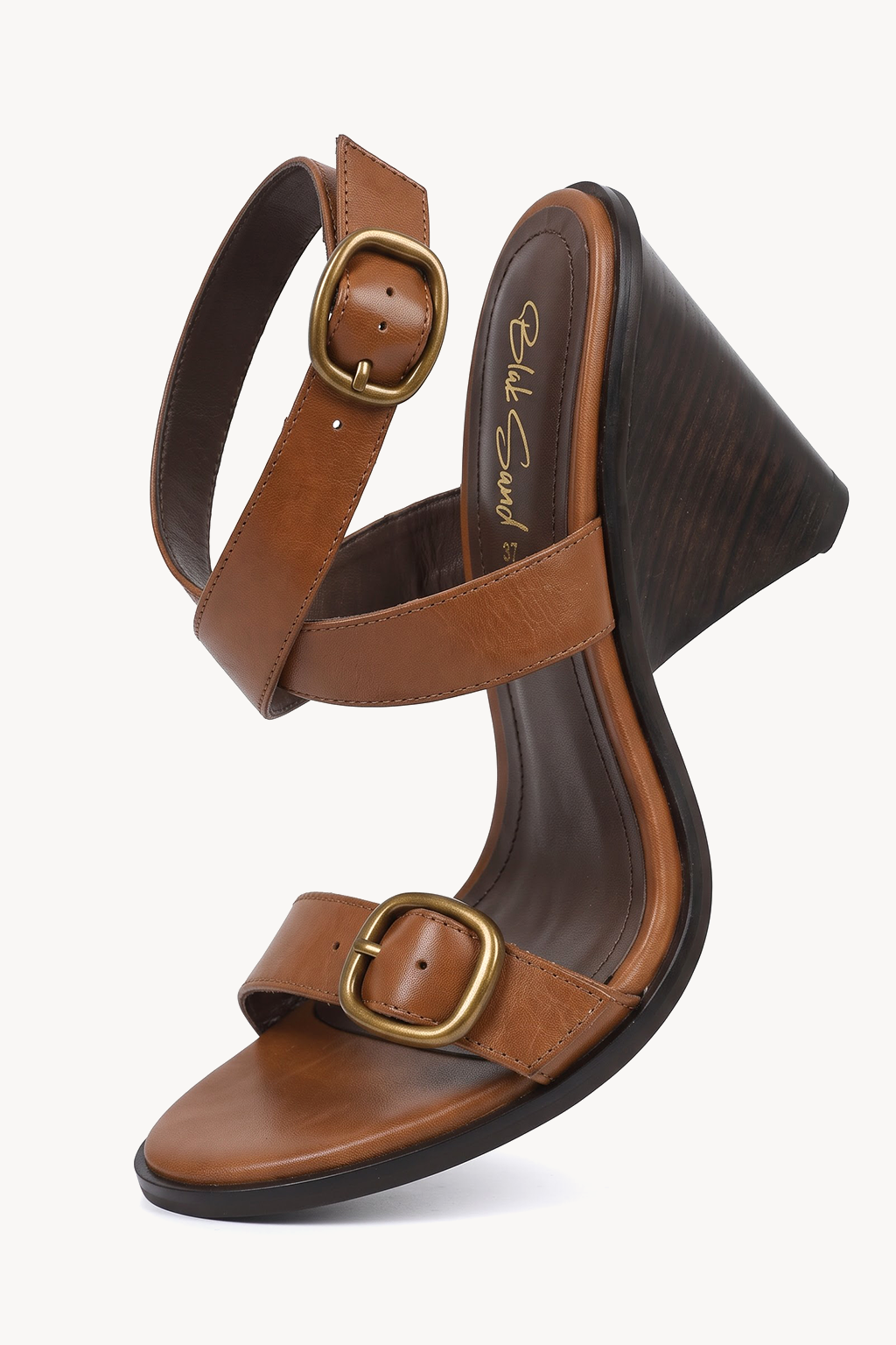 Thora Wedge Sandal, Tan — bend