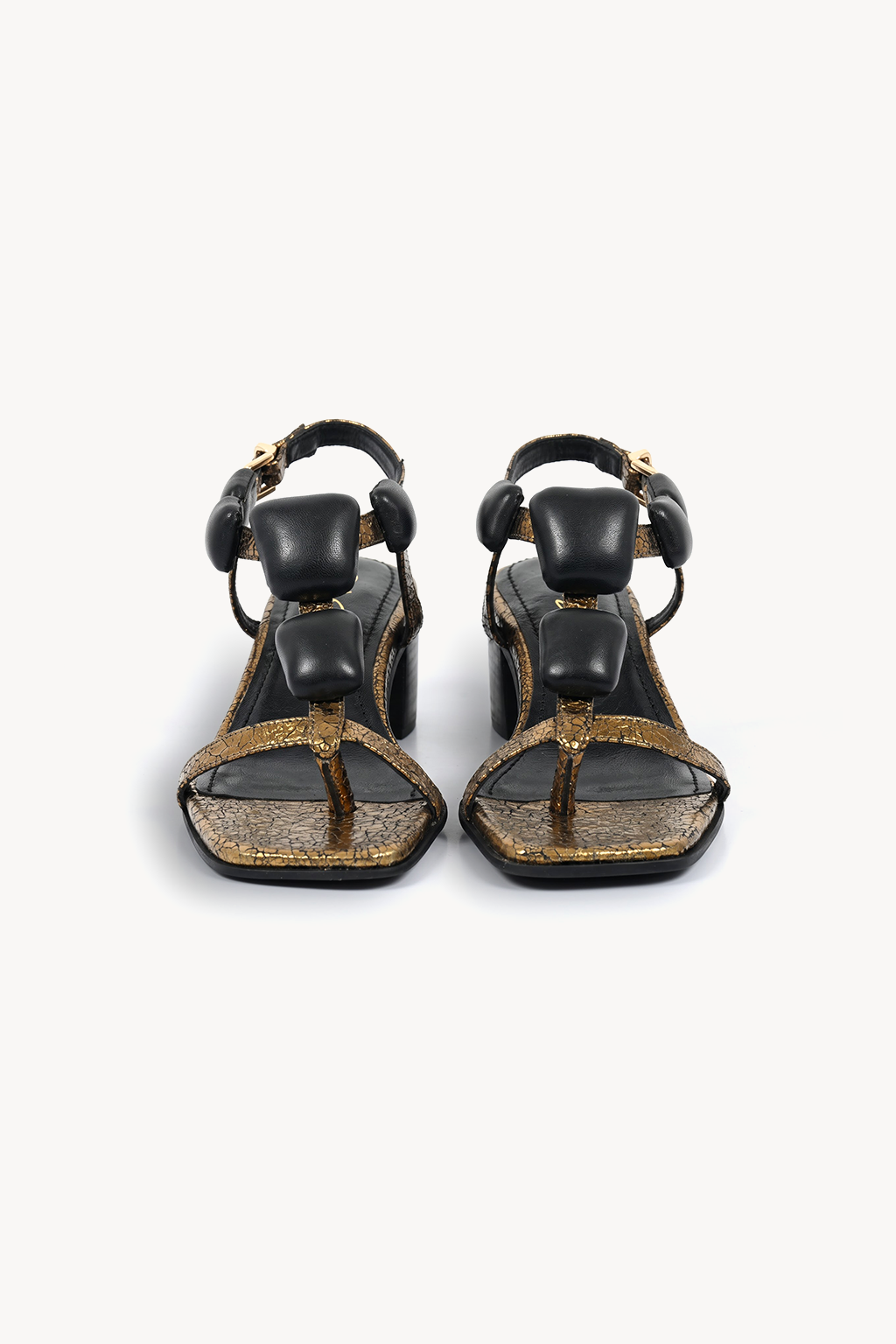 Nube Padded Sandal, Antique Gold — front
