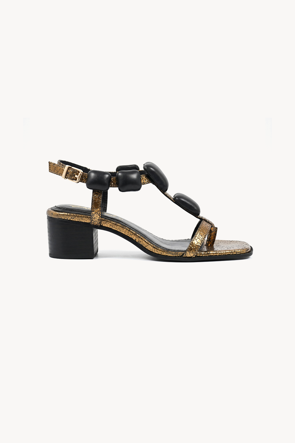 Nube Padded Sandal, Antique Gold — left