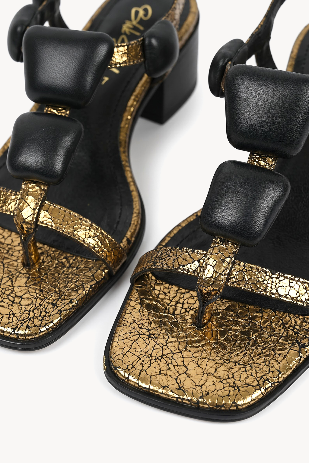 Nube Padded Sandal, Antique Gold — close-up