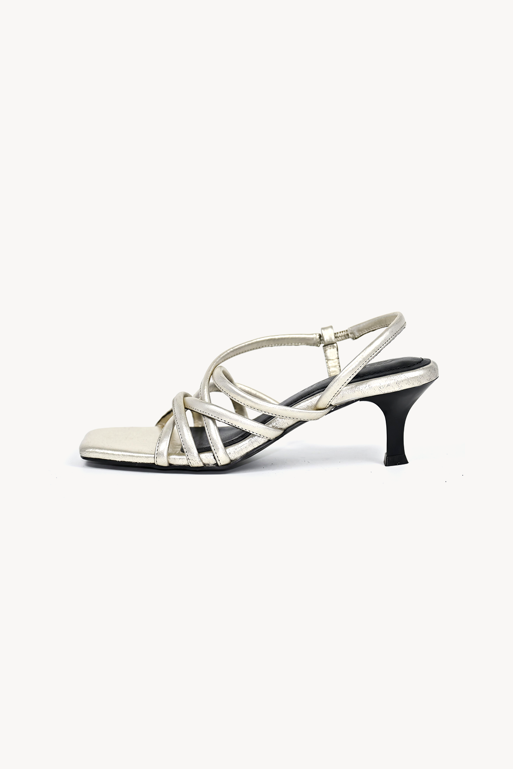 Alessandrina Strappy Sandal, Pale Gold — left