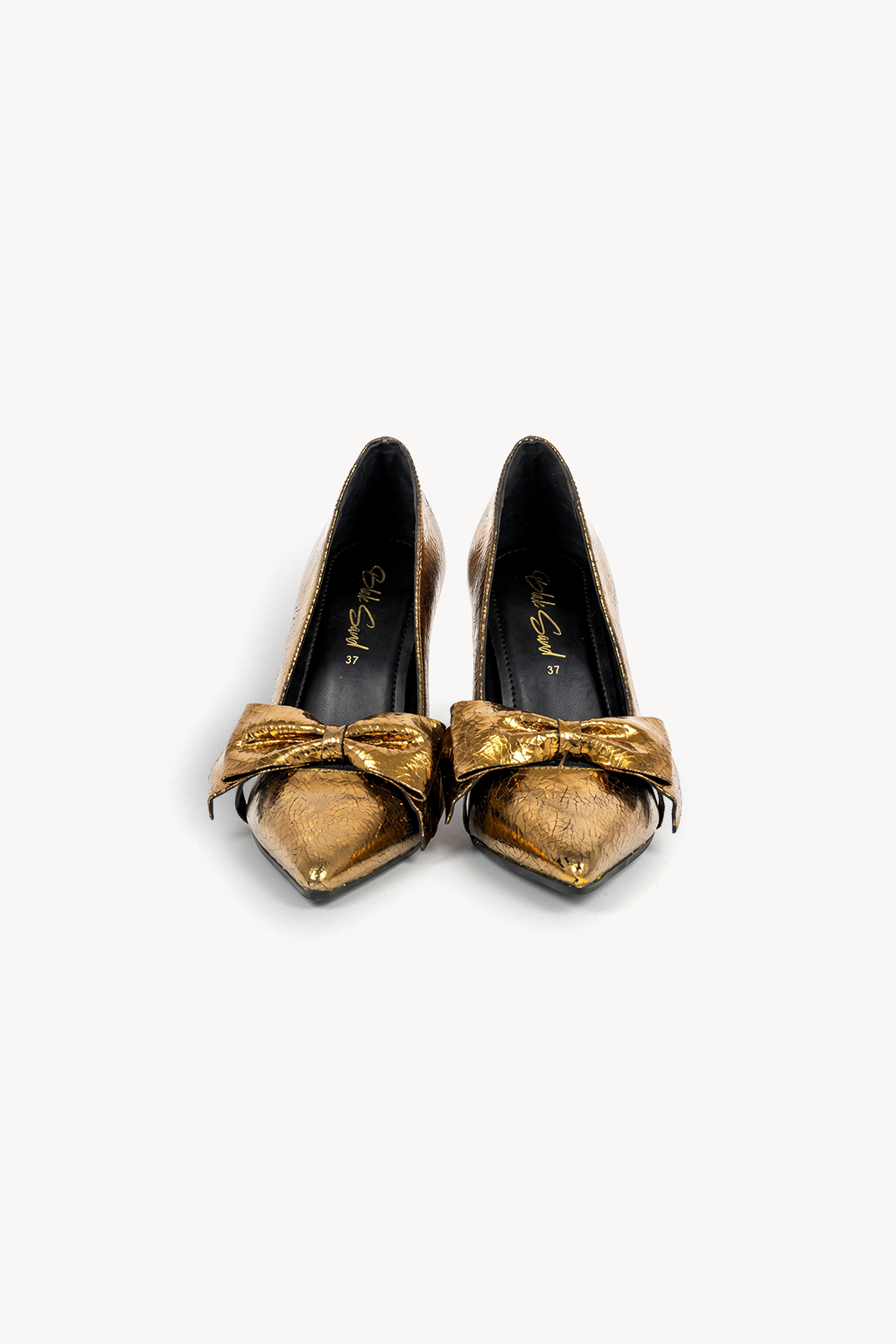 Anastasiya Bow Pump, Antique Gold — front