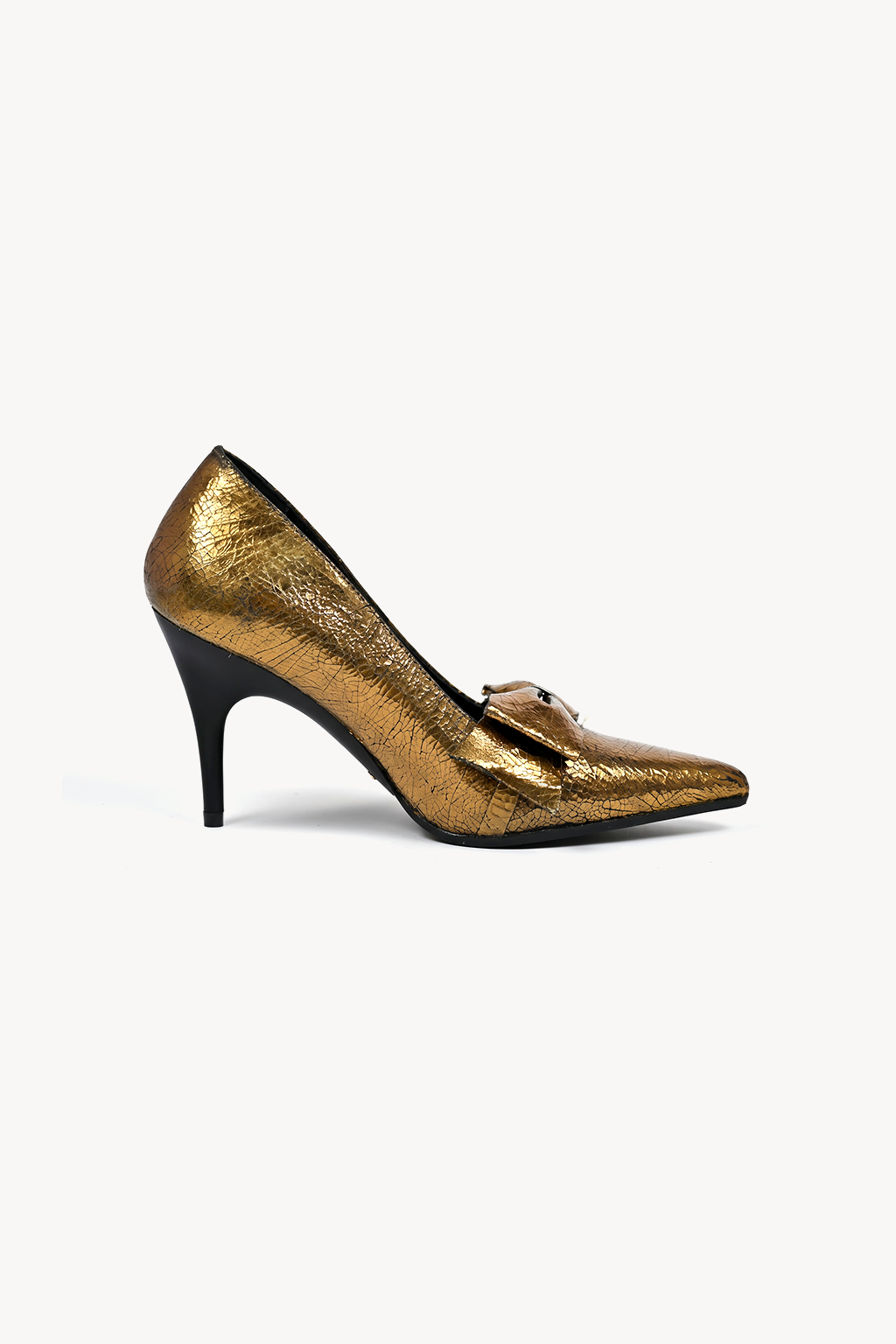 Anastasiya Bow Pump, Antique Gold — left