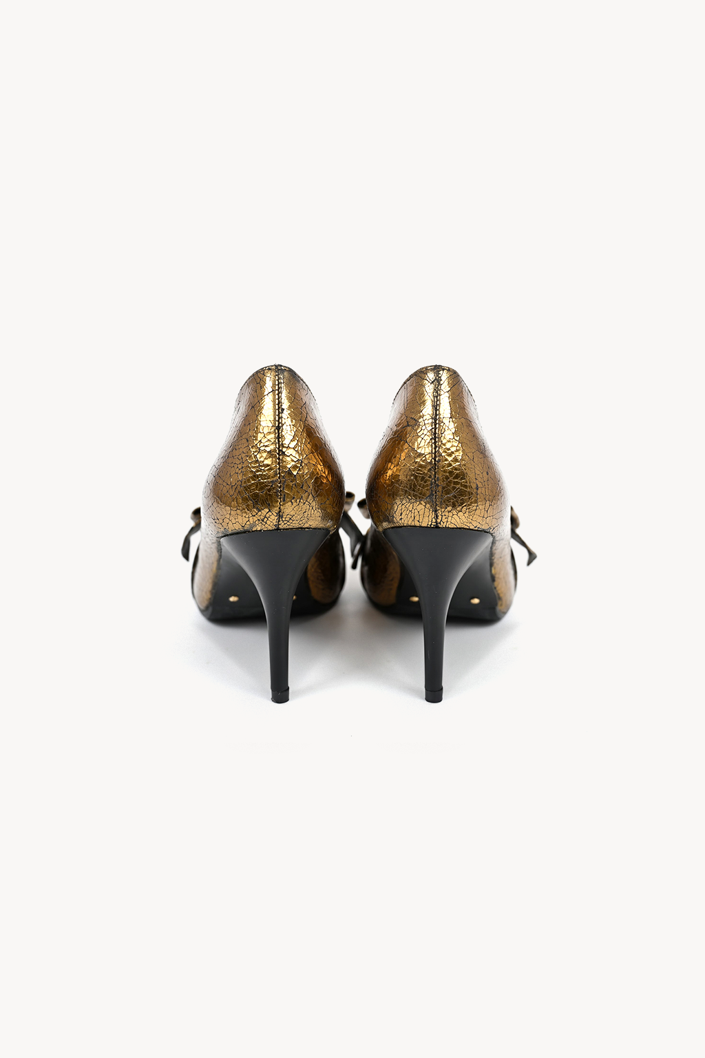 Anastasiya Bow Pump, Antique Gold — back
