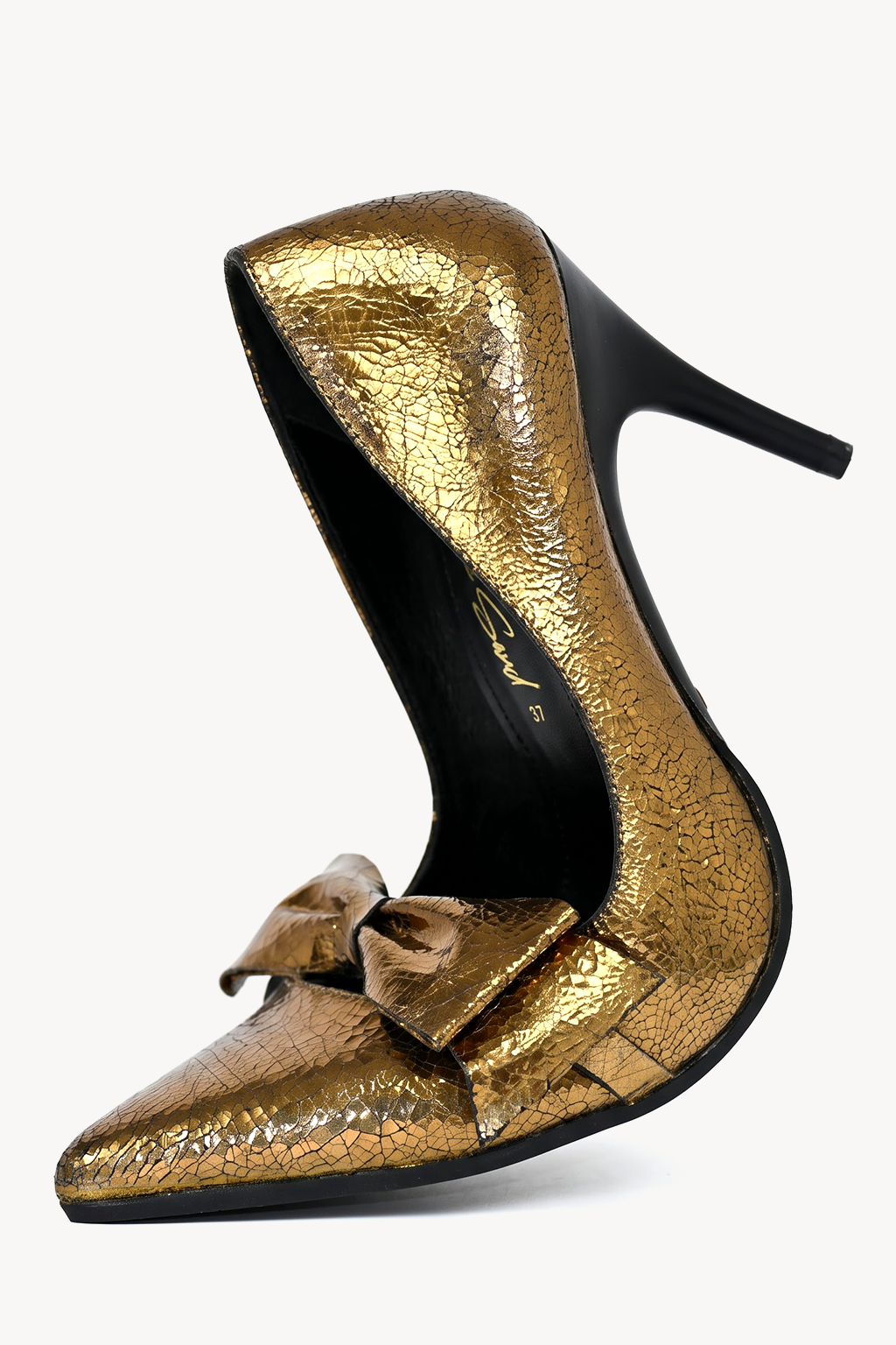 Anastasiya Bow Pump, Antique Gold — bend