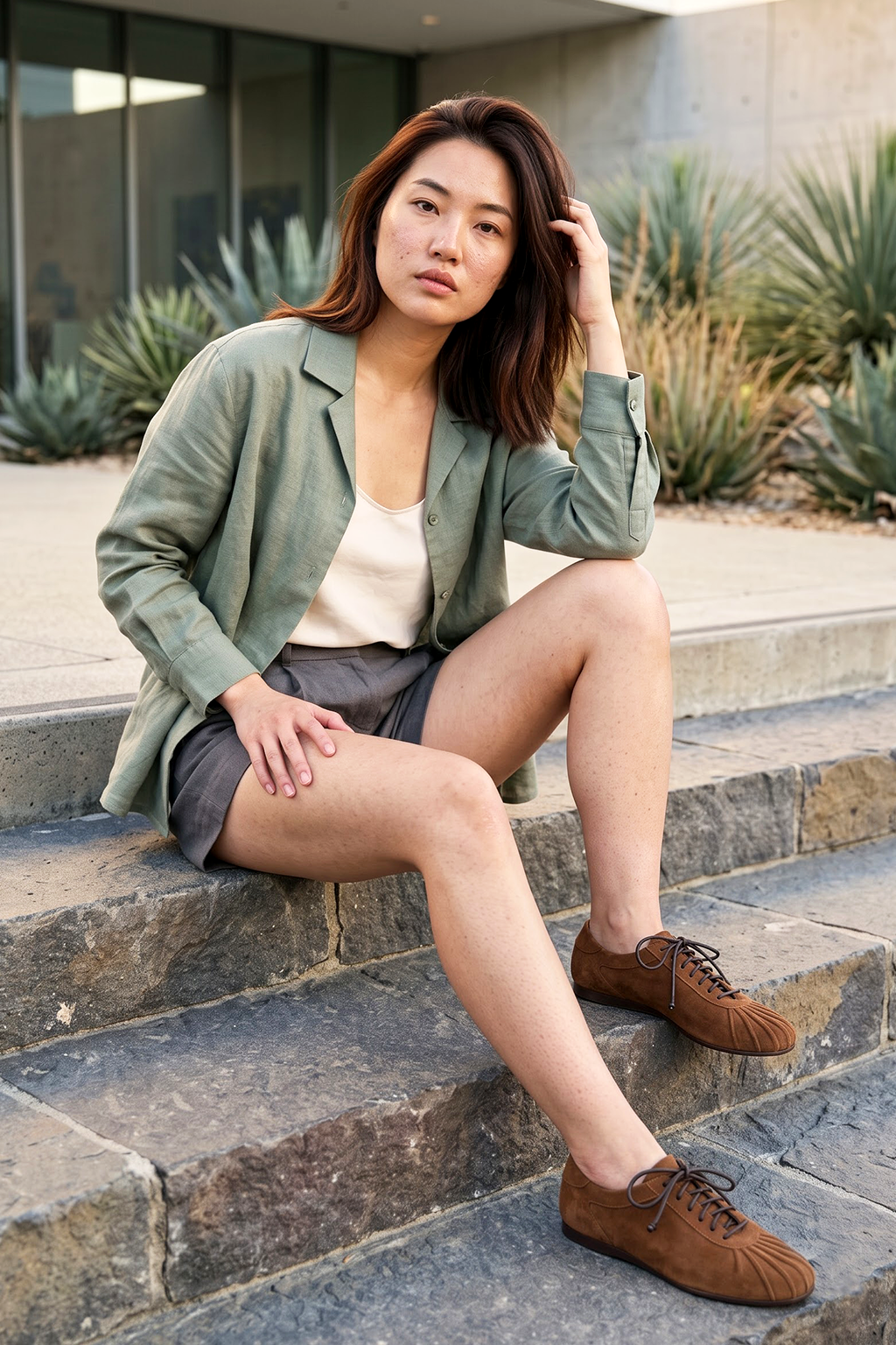 Taberna Laced Loafer, Tan — on-foot