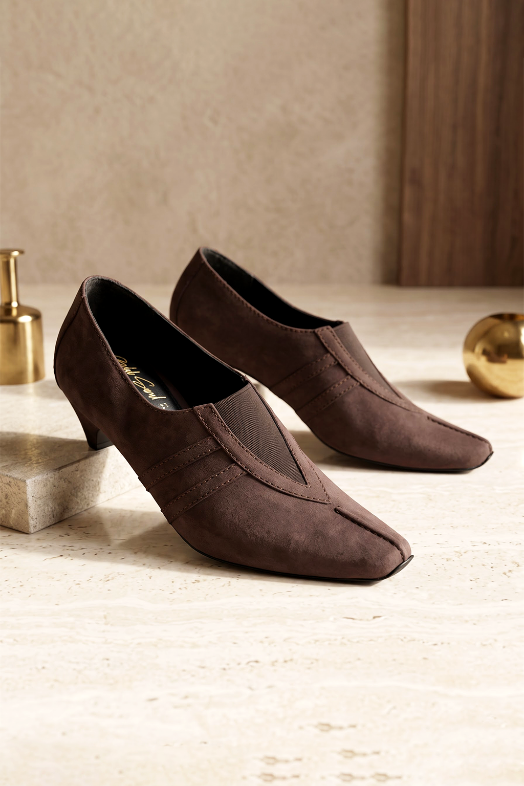 Amara Suede Pump, Brown — main