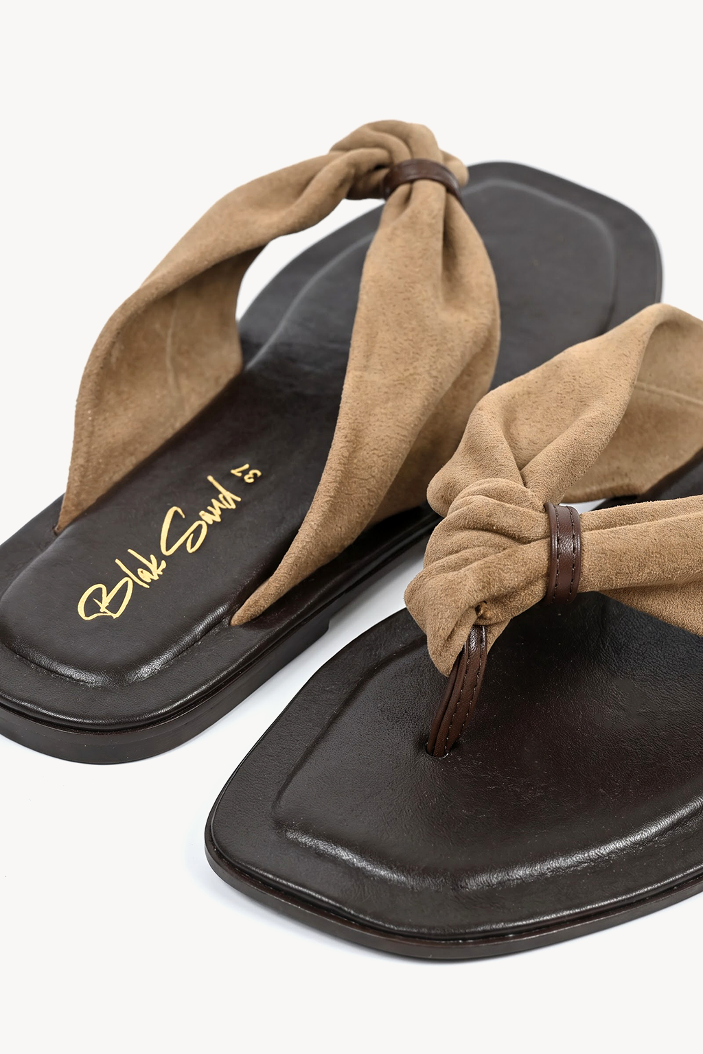 Karina Knot Sandal, Beige — close-up