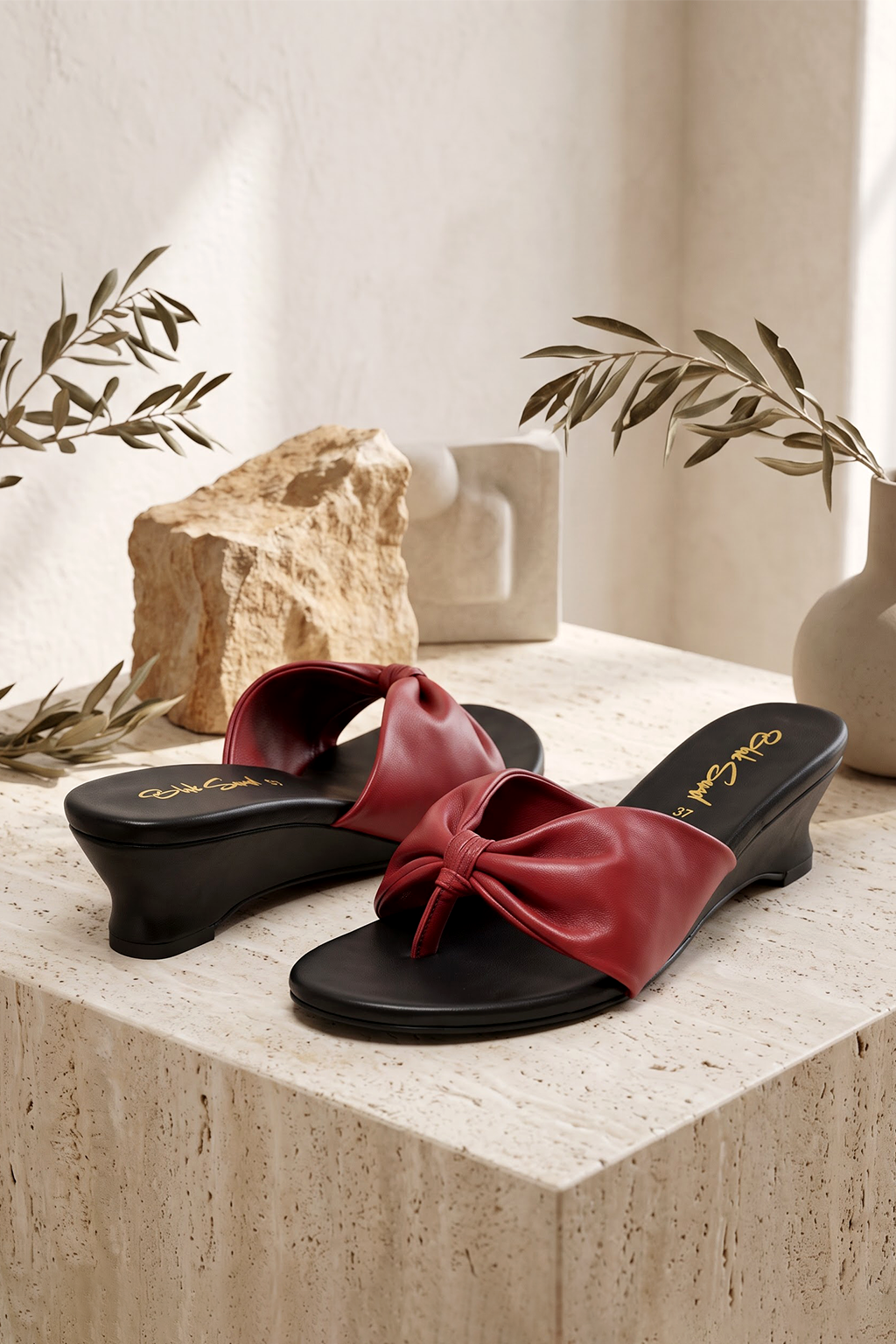 Brielle Knot Mule, Deep Red — main
