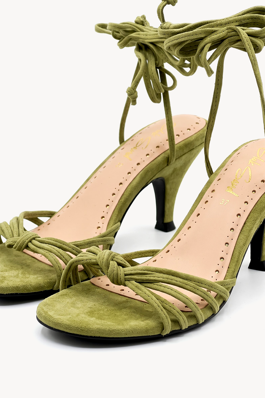 Callisto Lace-Up Sandal, Olive — close-up