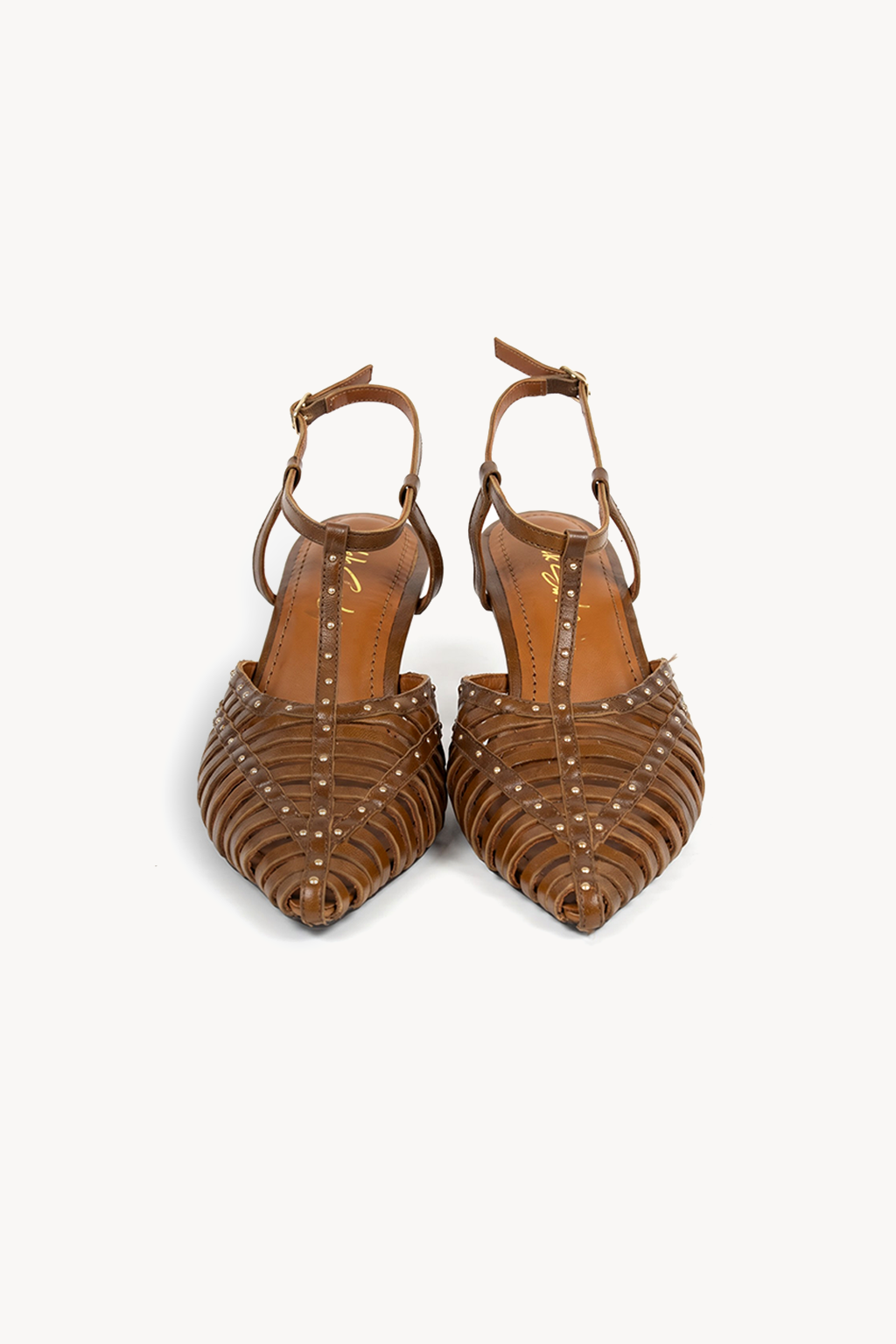 Celestina Studded Sandal, Beige — front