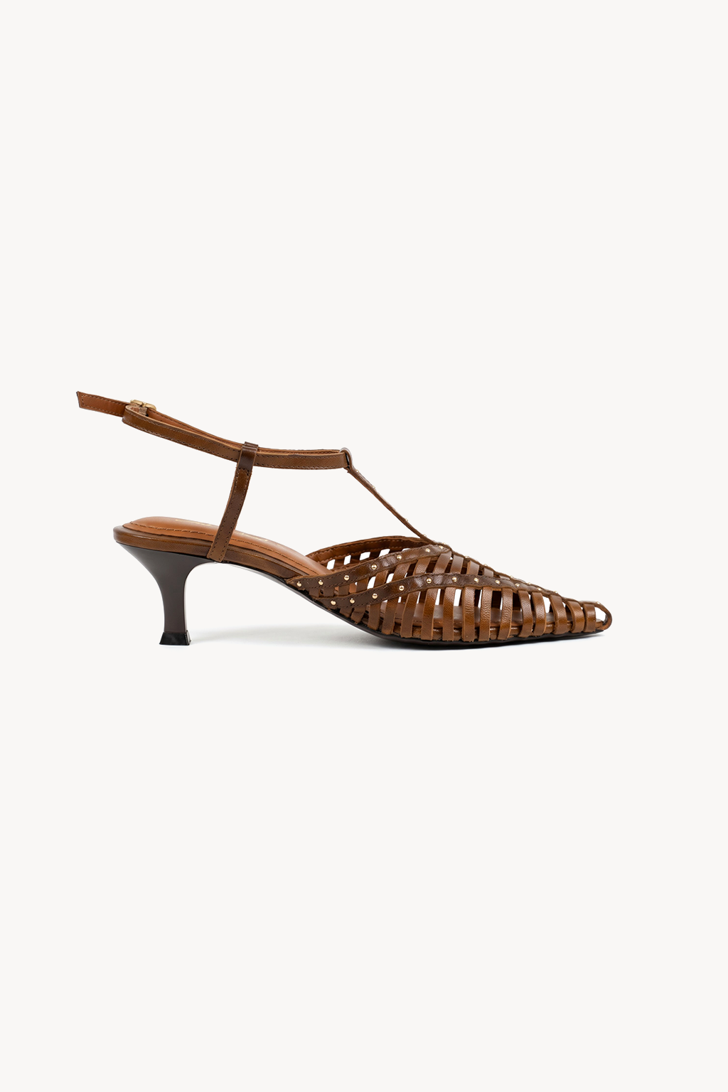 Celestina Studded Sandal, Beige — left