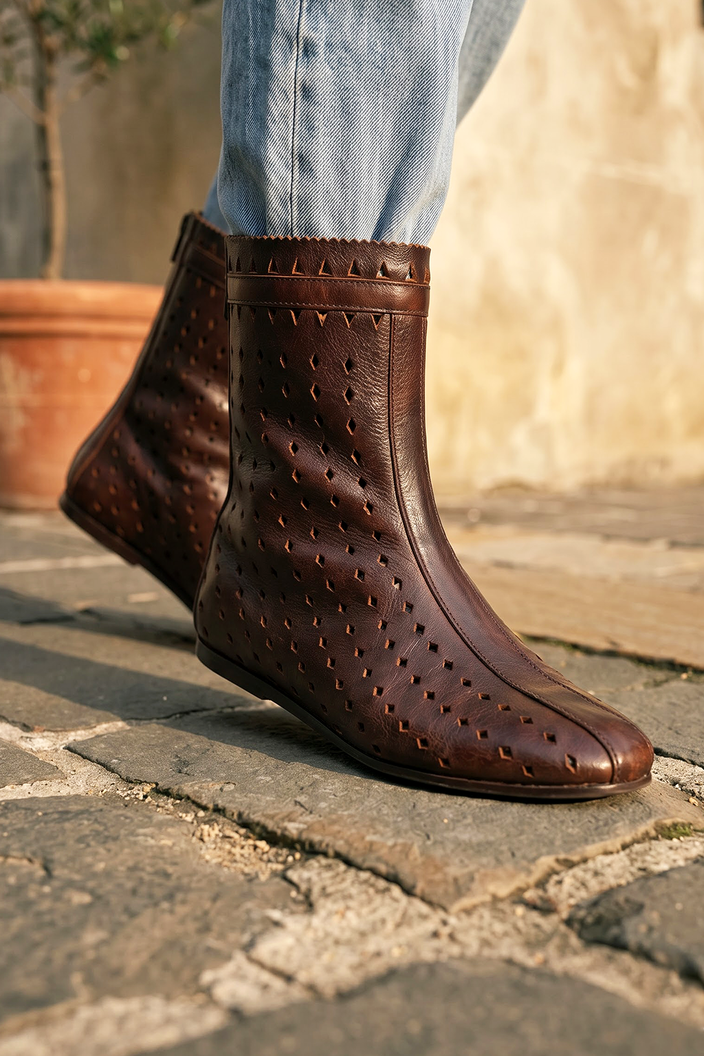 Yekaterina Ankle Boot, Tan — on-foot