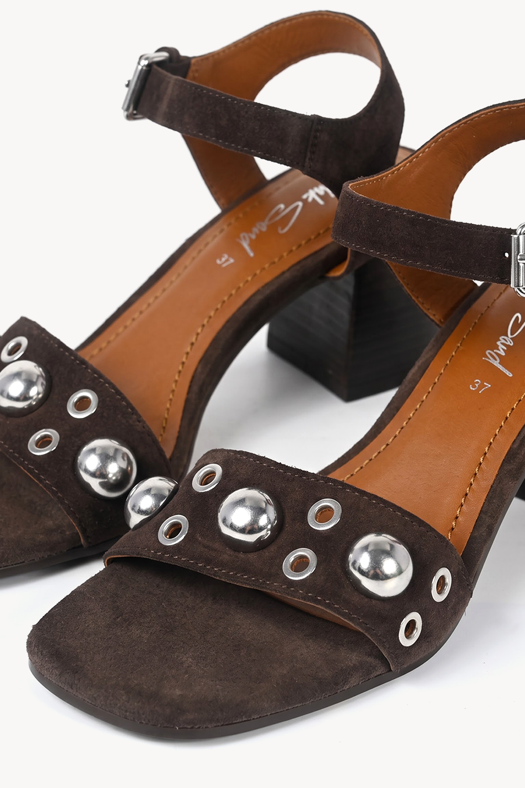 Tacitus Studded Sandal, Brown — close-up