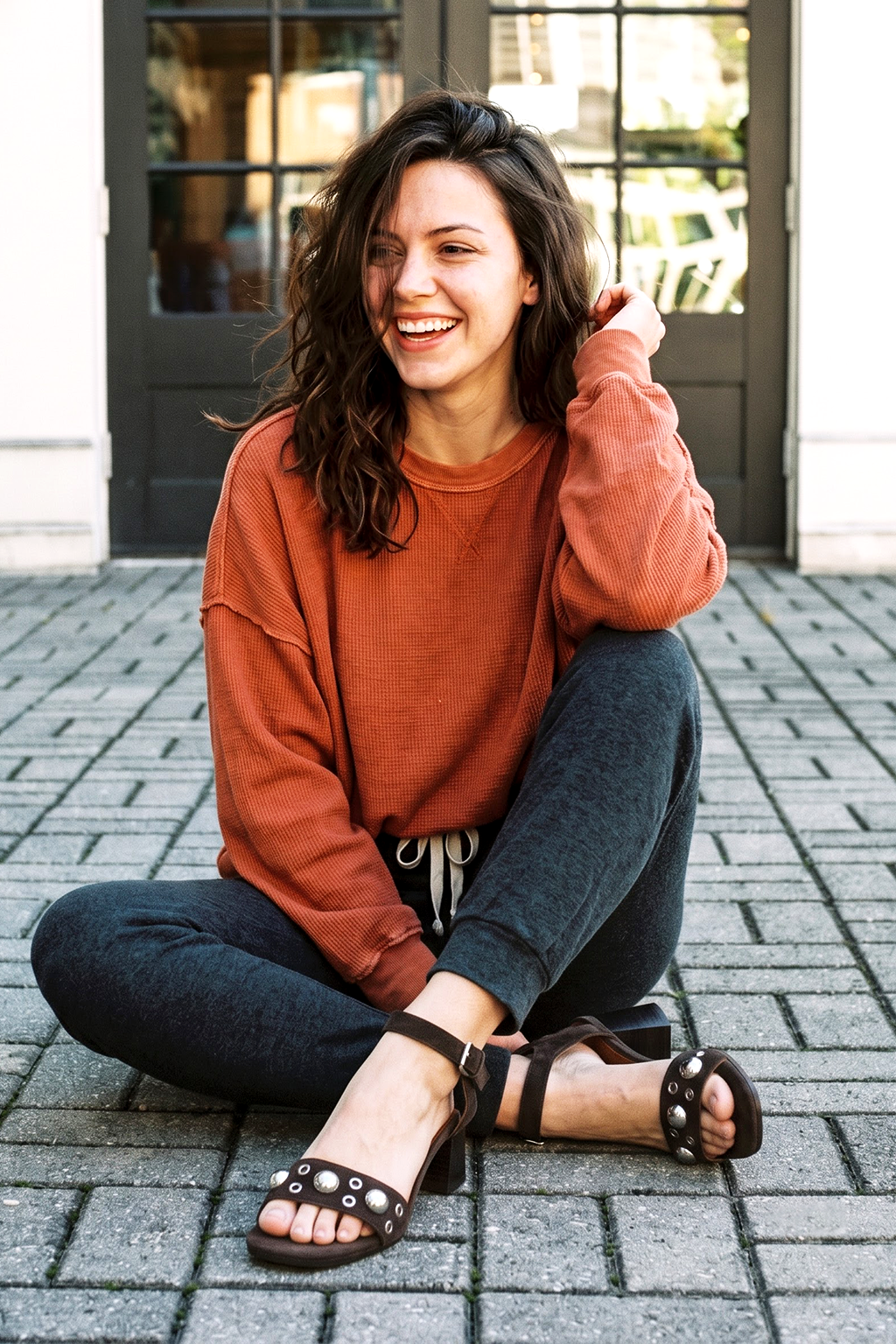 Tacitus Studded Sandal, Brown — lifestyle