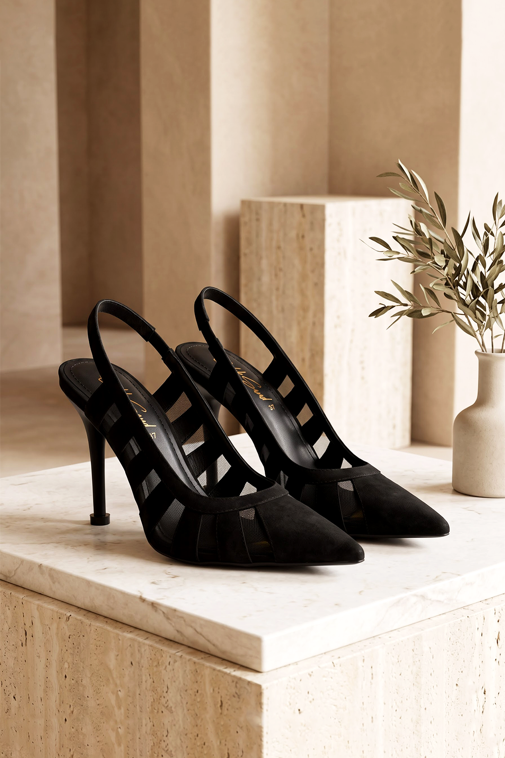 Latticework Slingback Pump, Black — main