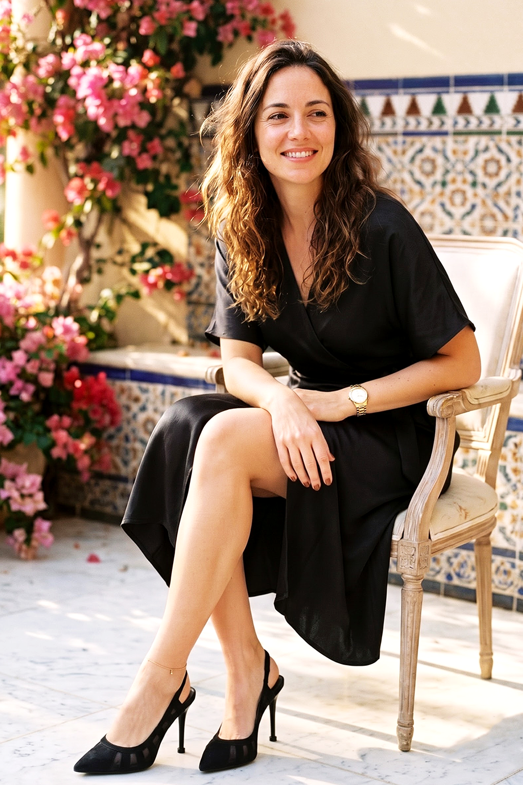 Latticework Slingback Pump, Black — lifestyle
