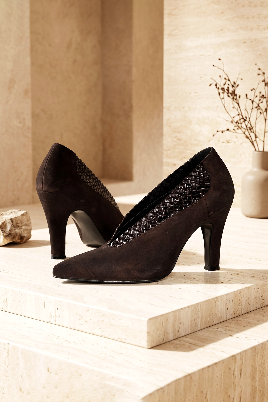 Tarentelle Woven Pump, Brown — main